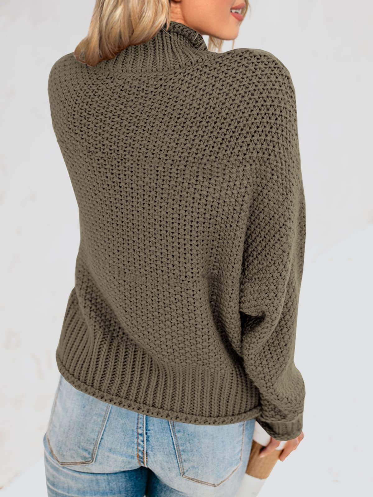 Foto 7 pulgar | Jersey Saodimallsu De Punto Extragrande Con Cuello Alto Para Mujer - Venta Internacional.