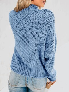 Foto 6 | Jersey Saodimallsu De Cuello Alto De Punto Azul Extragrande Para Mujer - Venta Internacional.