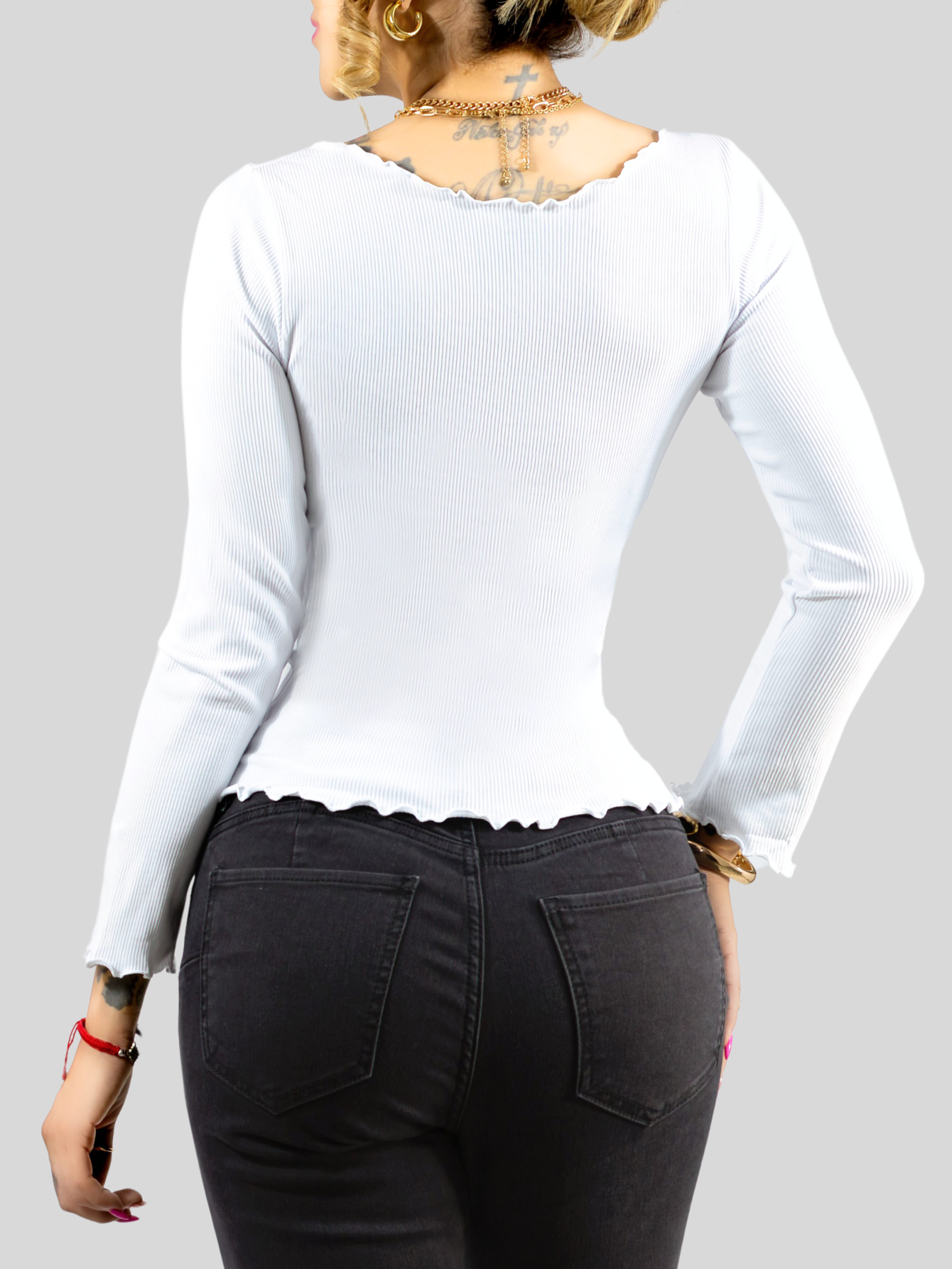 Foto 4 pulgar | Sueter Ligero Dama Blusa Manga Larga Mujer Sueteres Suet-1014 Blanco Sweaters