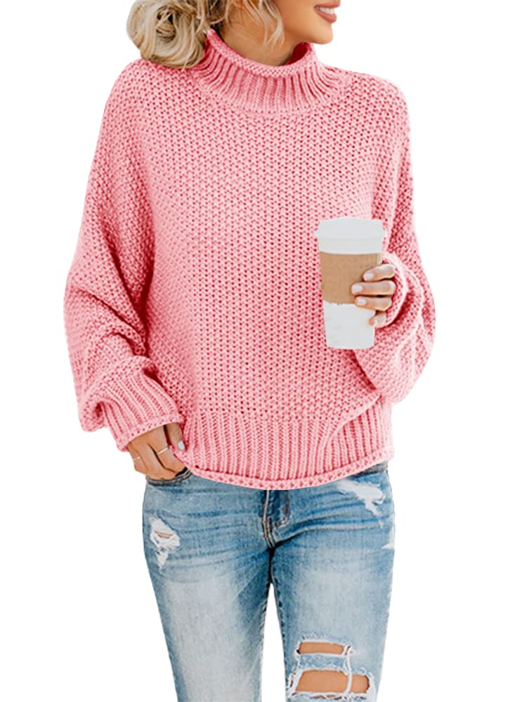 Foto 2 pulgar | Jersey Saodimallsu De Cuello Alto De Punto Rosa Extragrande Para Mujer - Venta Internacional.
