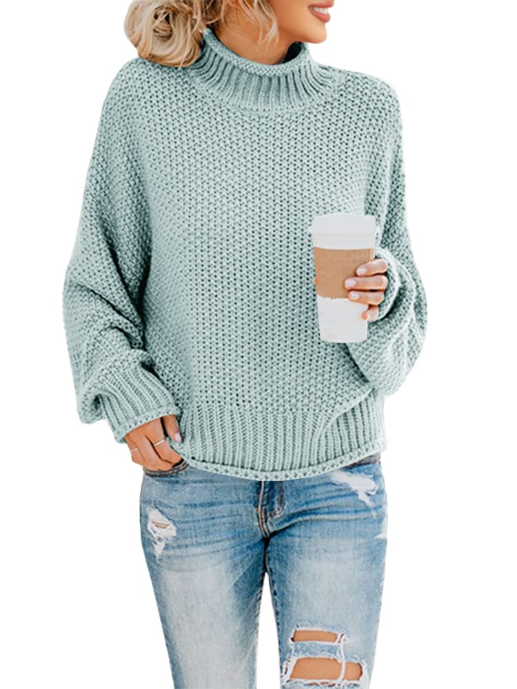 Foto 2 pulgar | Jersey Saodimallsu De Cuello Alto De Punto Verde Extragrande Para Mujer - Venta Internacional.