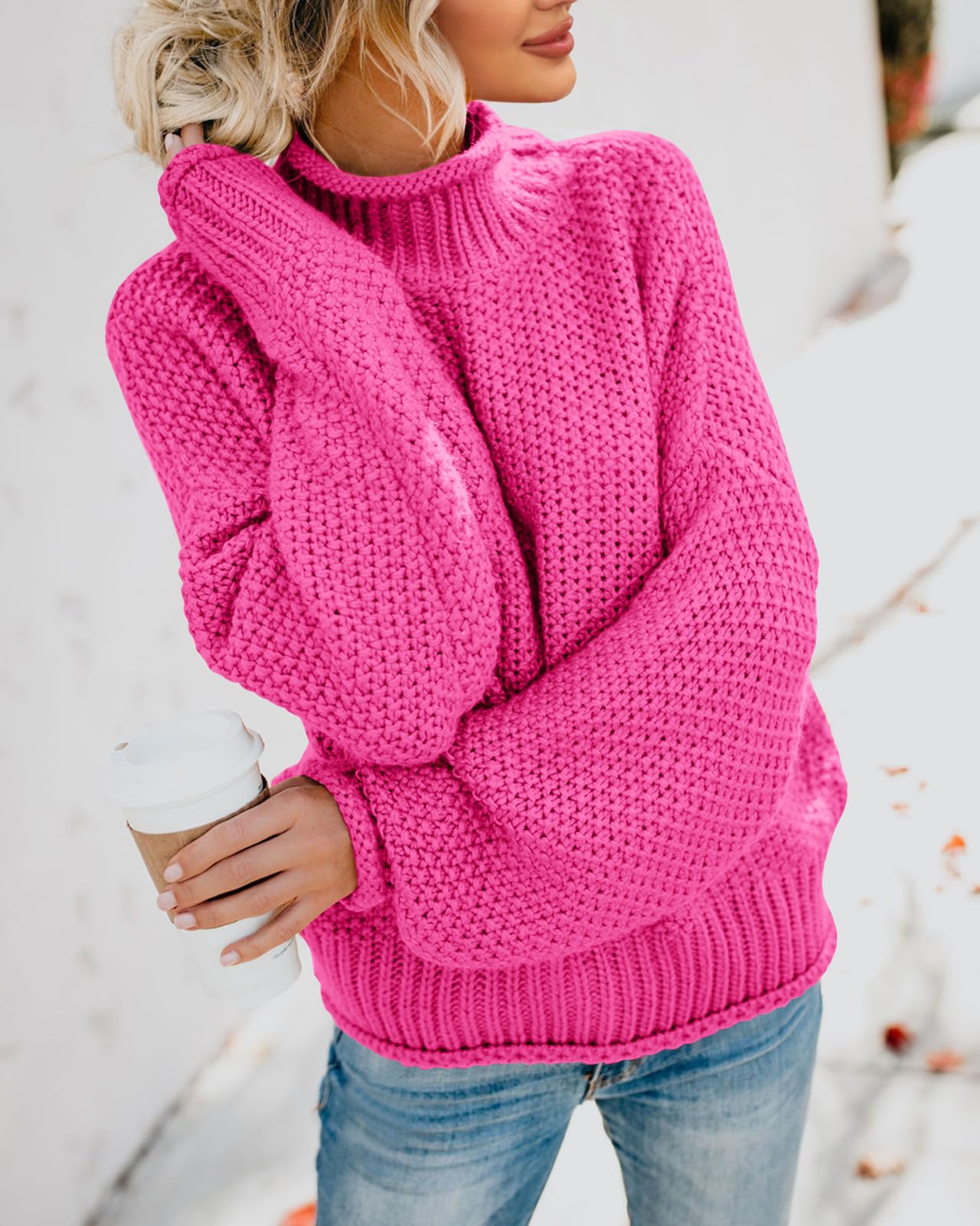 Foto 4 | Jersey Saodimallsu De Cuello Alto De Gran Tamaño Para Mujer, Color Rojo - Venta Internacional.