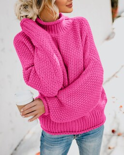 Foto 4 | Jersey Saodimallsu De Cuello Alto De Gran Tamaño Para Mujer, Color Rojo - Venta Internacional.