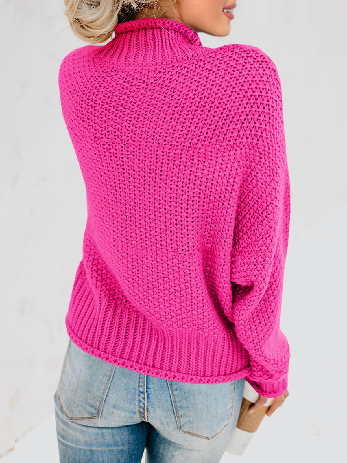 Foto 7 pulgar | Jersey Saodimallsu De Cuello Alto De Gran Tamaño Para Mujer, Color Rojo - Venta Internacional.