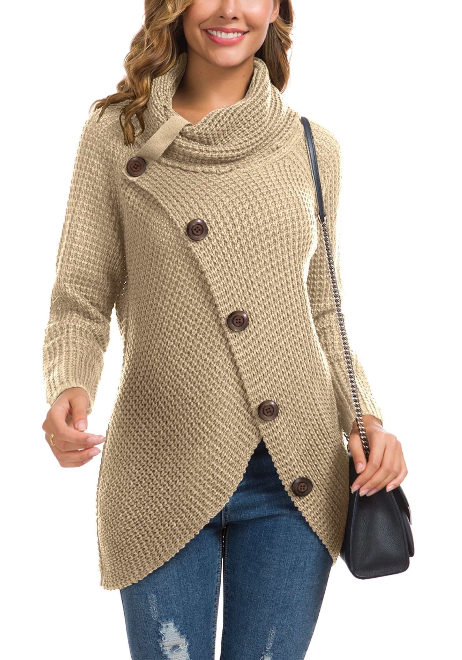 Foto 7 pulgar | Jersey Grecerelle Para Mujer, Cuello Alto, Punto Grueso, Color Caqui, 2xl - Venta Internacional.