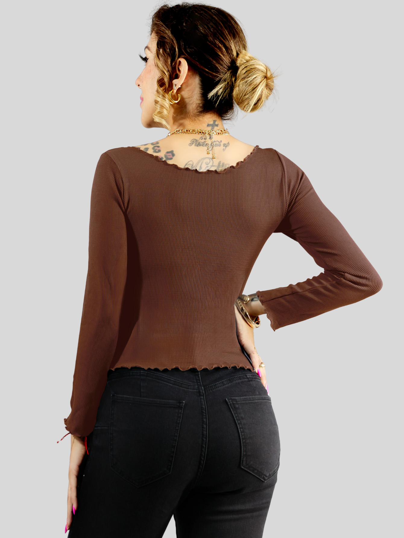 Foto 4 pulgar | Set De 2 Sueter De Mujer Manga Larga Sueteres Suet-1014 Variedad De Colores Botón Sweater