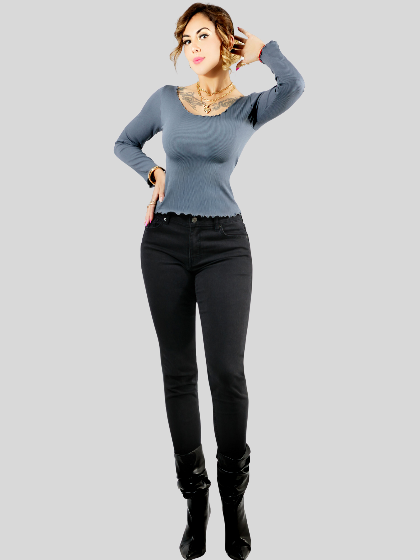 Foto 5 | Set De 2 Sueter De Mujer Manga Larga Sueteres Suet-1014 Variedad De Colores Botón Sweater