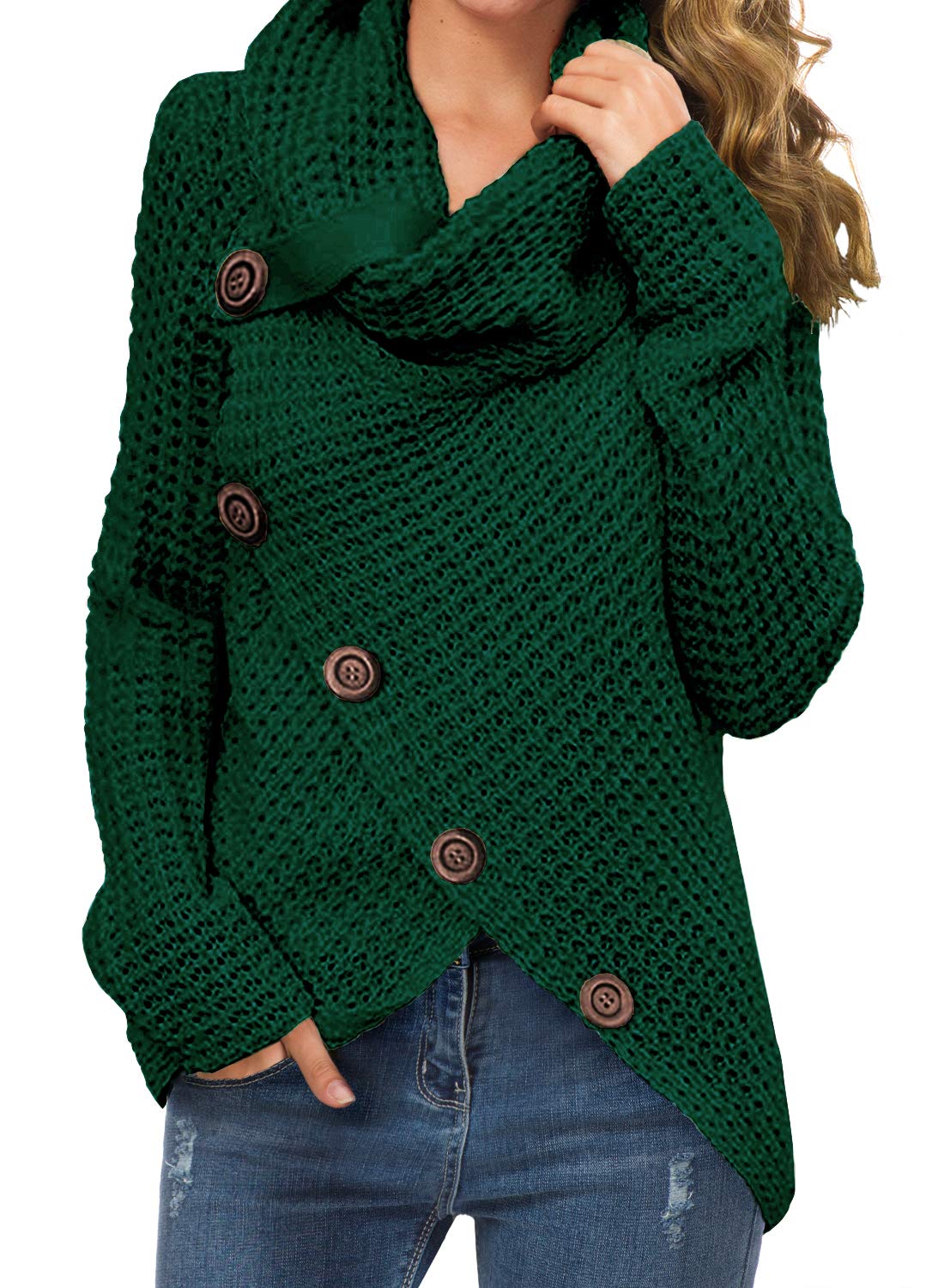 Foto 2 pulgar | Jersey Grecerelle De Cuello Alto Para Mujer, Grueso, Verde Oscuro, Talla M - Venta Internacional.
