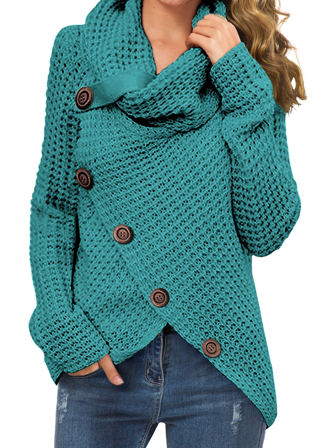 Foto 2 pulgar | Jersey Grecerelle Para Mujer, Cuello Alto, Grueso, Azul, 2xl - Venta Internacional.