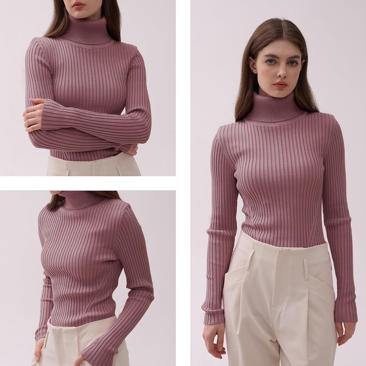 Foto 6 pulgar | Jersey V28 Para Mujer, Elástico, Cuello Alto, Corte Ajustado, Color Beige - Venta Internacional.