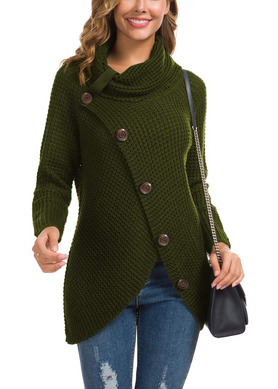 Foto 3 pulgar | Jersey Grecerelle Para Mujer, Cuello Alto, Grueso, Verde Militar - Venta Internacional.