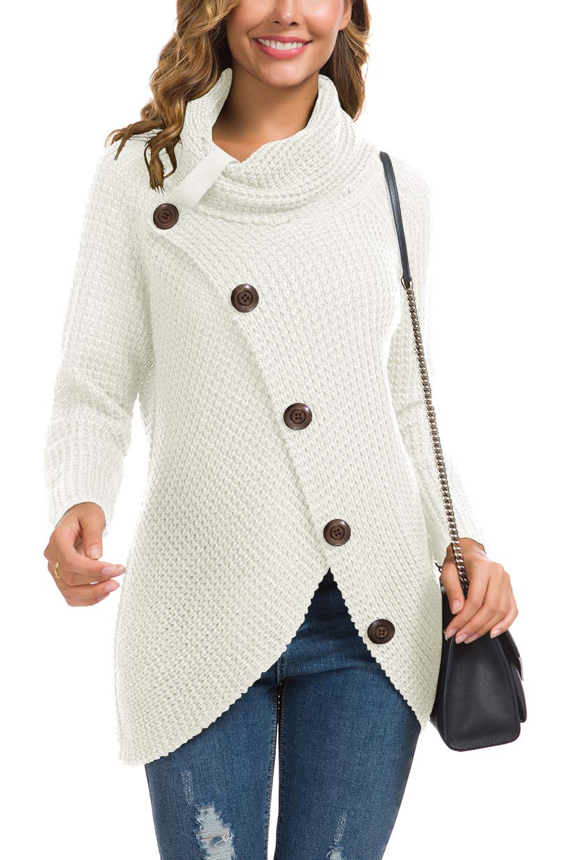 Foto 3 pulgar | Jersey Grecerelle Para Mujer, Cuello Alto, Punto Grueso, Color Blanco S - Venta Internacional.
