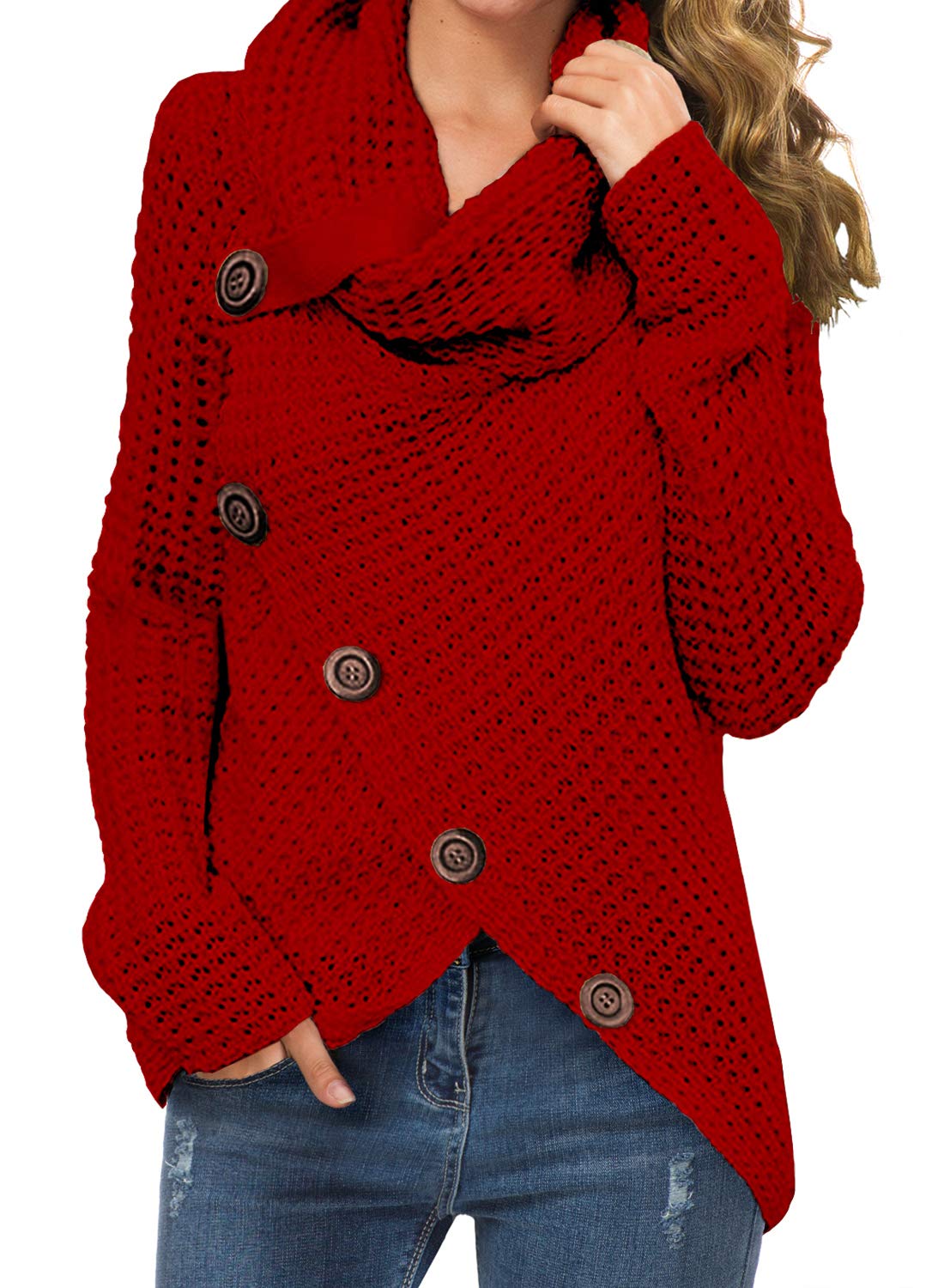Foto 3 pulgar | Jersey Grecerelle Para Mujer, Cuello Alto, Rojo, Talla L - Venta Internacional.