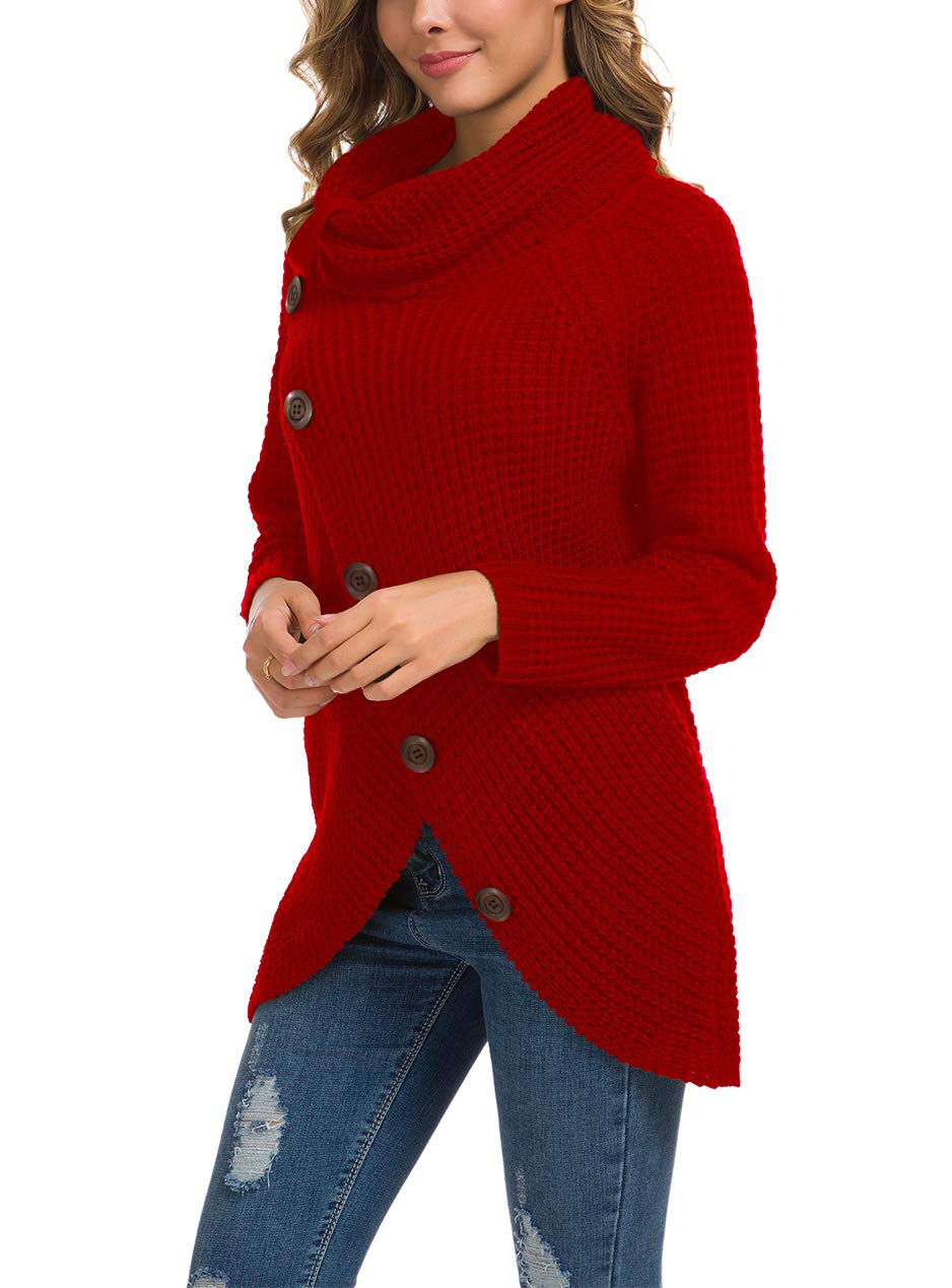 Foto 4 pulgar | Jersey Grecerelle Para Mujer, Cuello Alto, Rojo, Talla L - Venta Internacional.