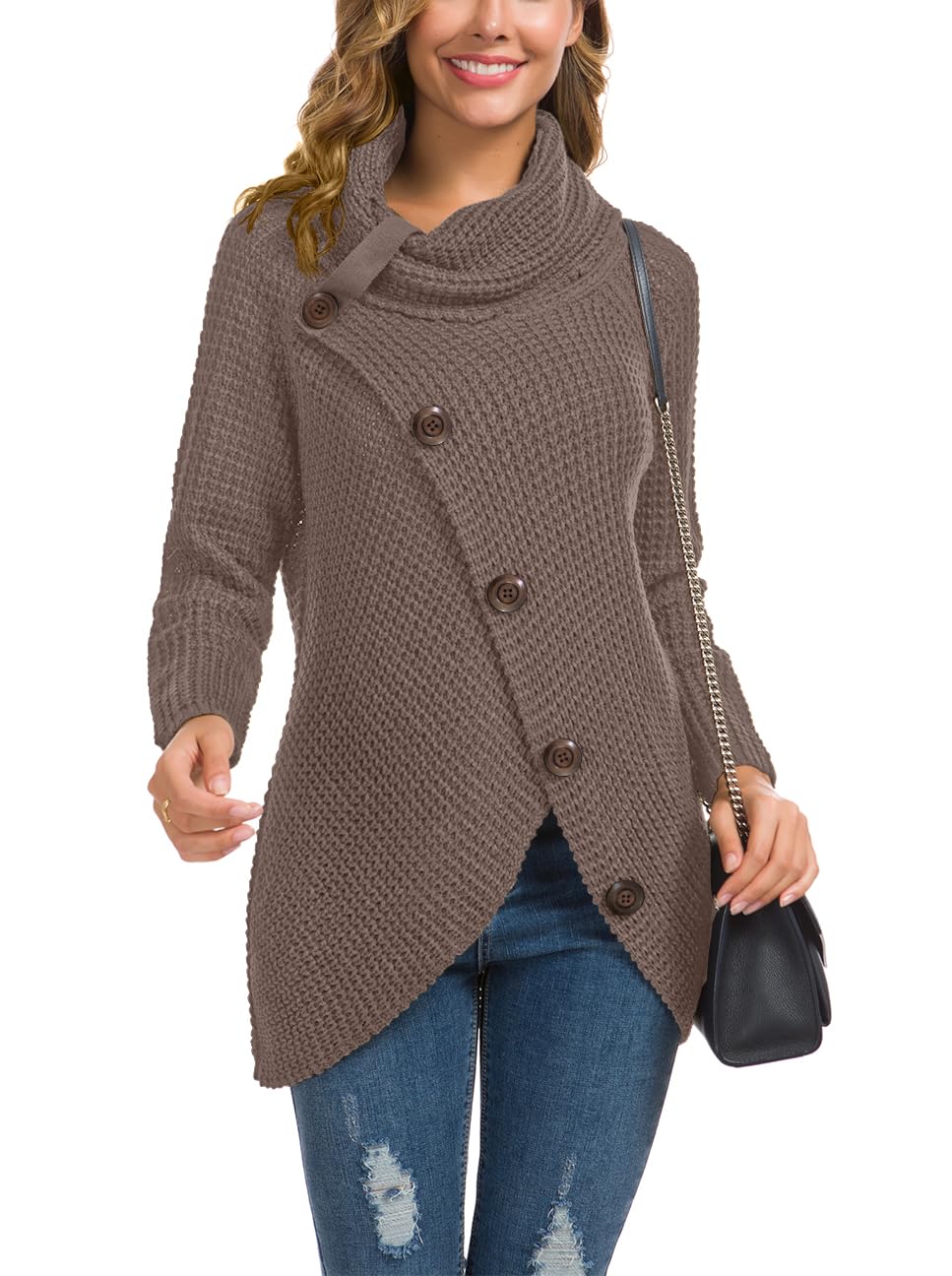 Foto 2 | Jersey Grecerelle Para Mujer, Cuello Alto, Color Café Grueso, 2xl - Venta Internacional.