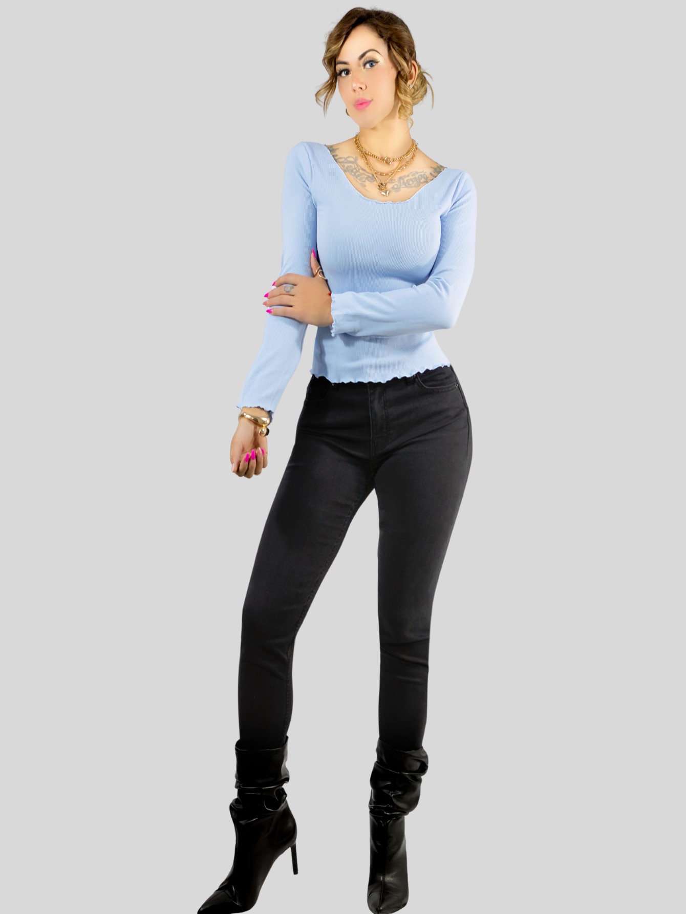Foto 2 | Set De 2 Sueter De Mujer Manga Larga Sueteres Suet-1014 Variedad De Colores Botón Sweater