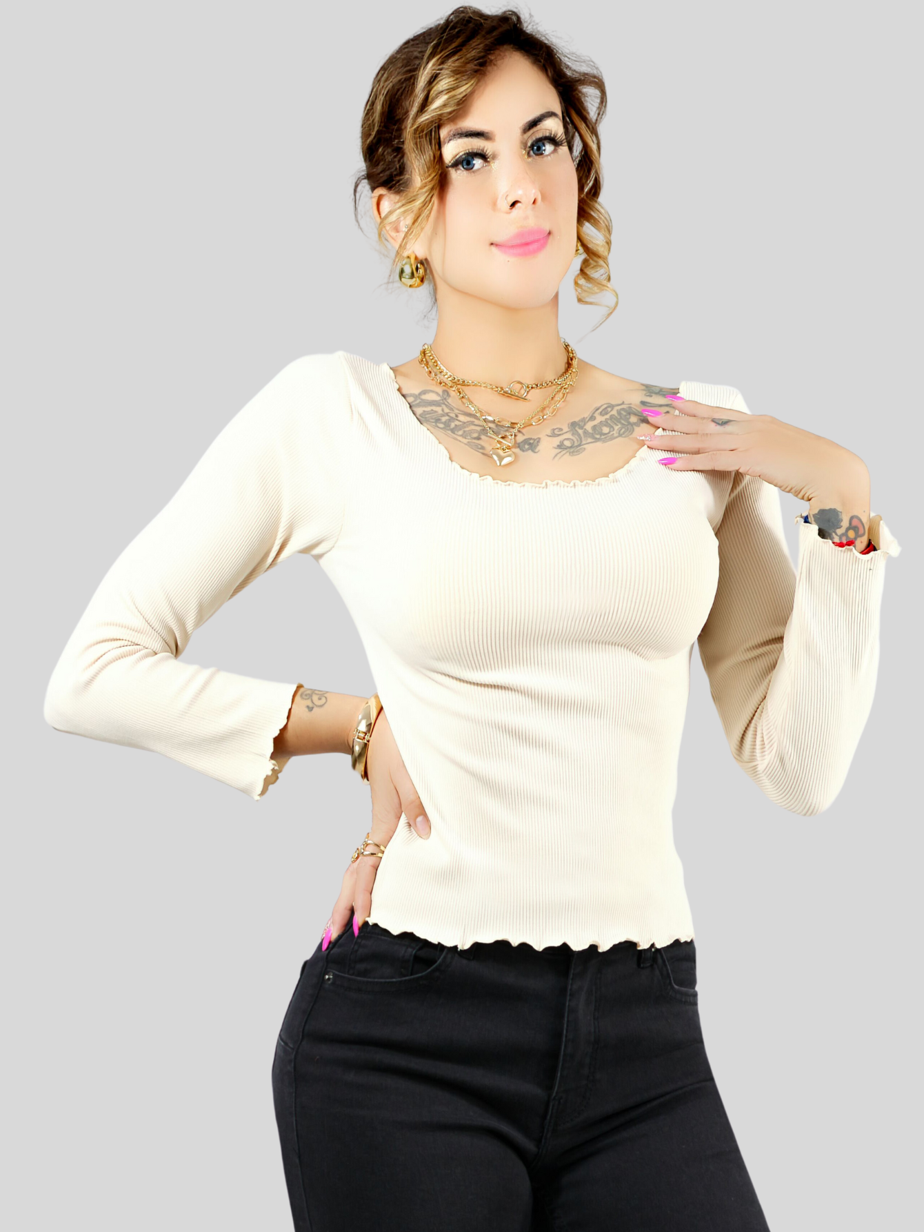 Foto 7 | Set De 2 Sueter De Mujer Manga Larga Sueteres Suet-1014 Variedad De Colores Botón Sweater