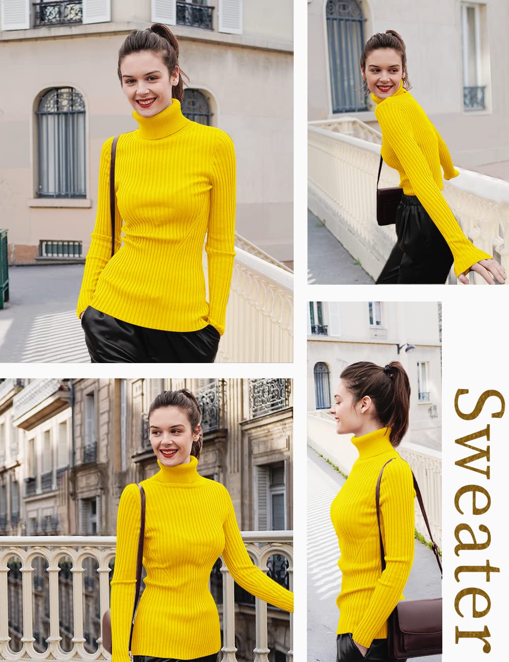 Foto 5 pulgar | Jersey V28 Para Mujer, Elástico, Cuello Alto, Tejido Amarillo, Talla M - Venta Internacional.