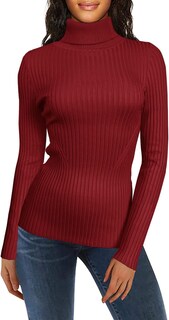 Foto 3 | Jersey V28 Para Mujer, Elástico, Cuello Alto, Punto, Color Burdeos, Xs - Venta Internacional.