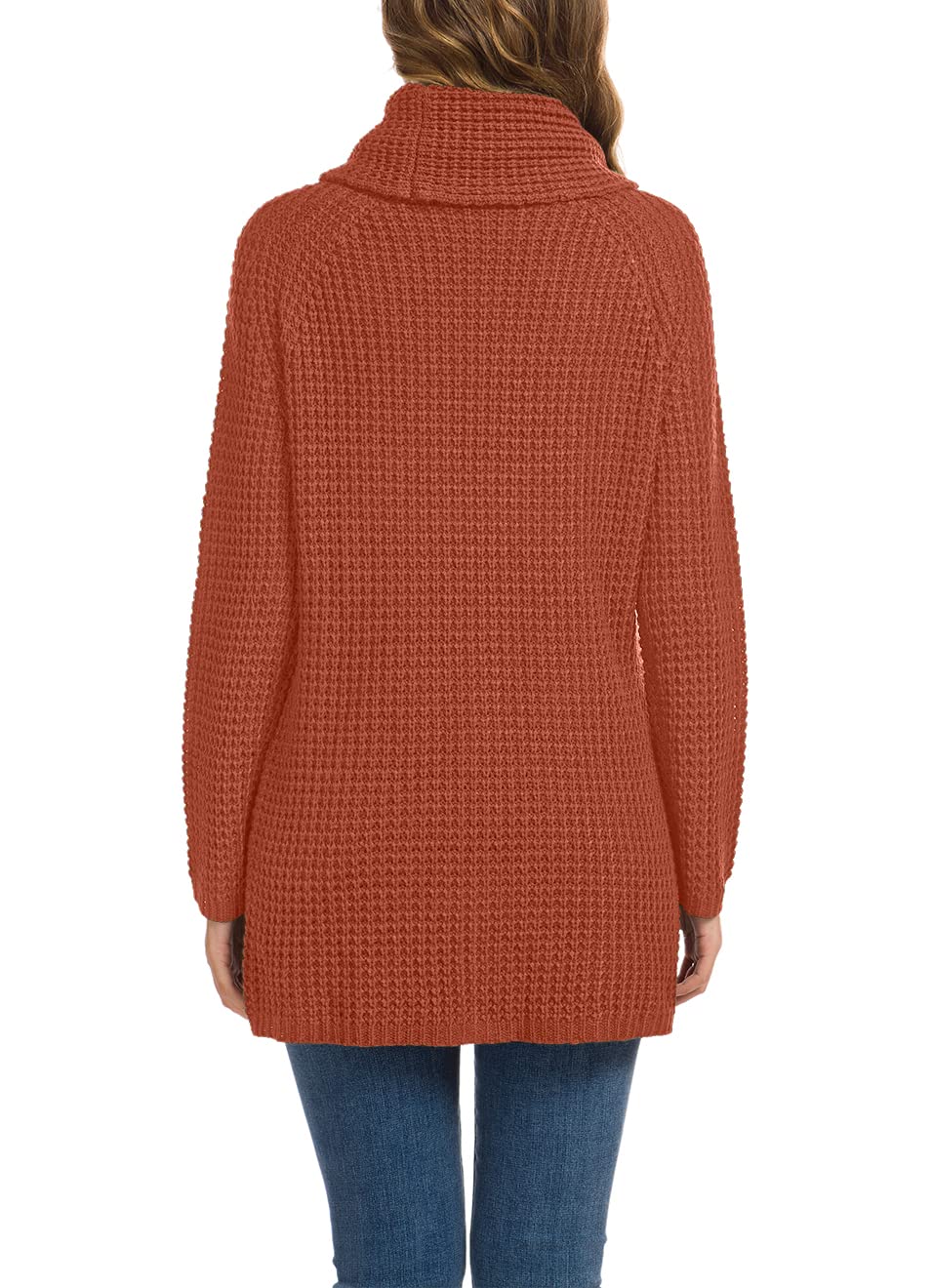 Foto 5 pulgar | Jersey Grecerelle Para Mujer, Cuello Alto, Grueso, Naranja Y Rojo - Venta Internacional.