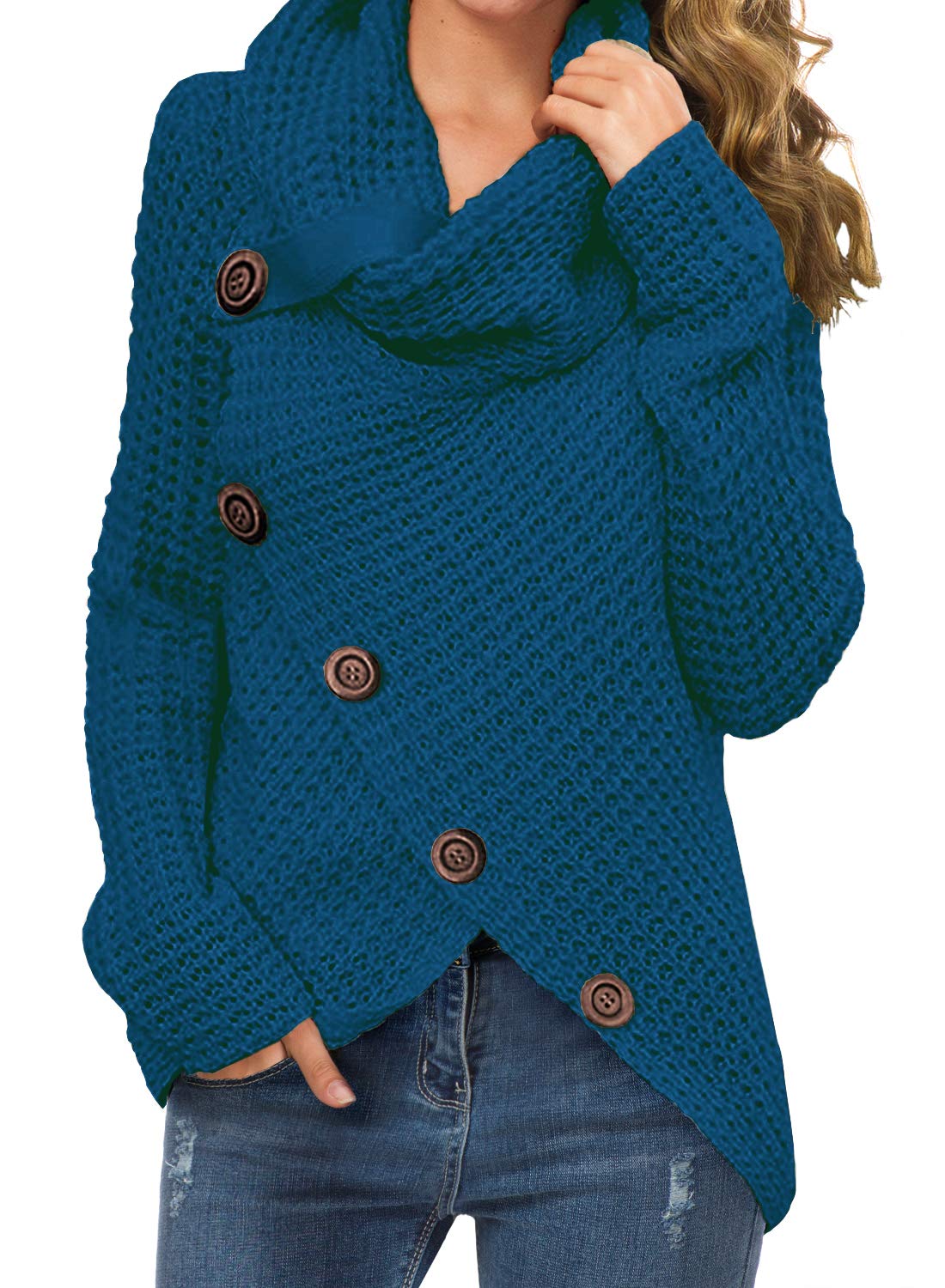 Foto 2 pulgar | Jersey Grecerelle De Cuello Alto Para Mujer, Azul Grueso, Talla M - Venta Internacional.