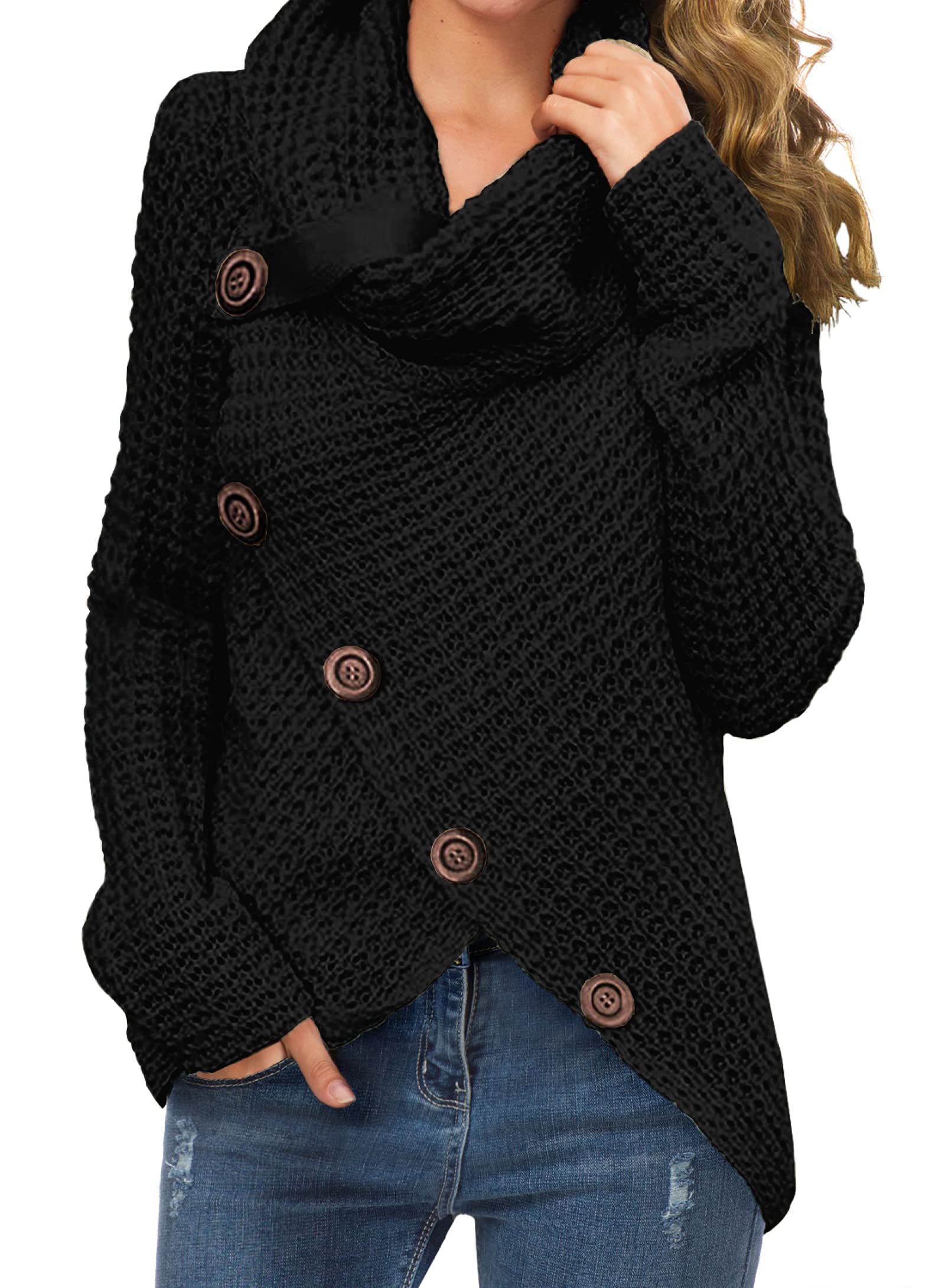 Foto 2 pulgar | Jersey Grecerelle Para Mujer, Cuello Alto, Grueso, Negro - Venta Internacional.