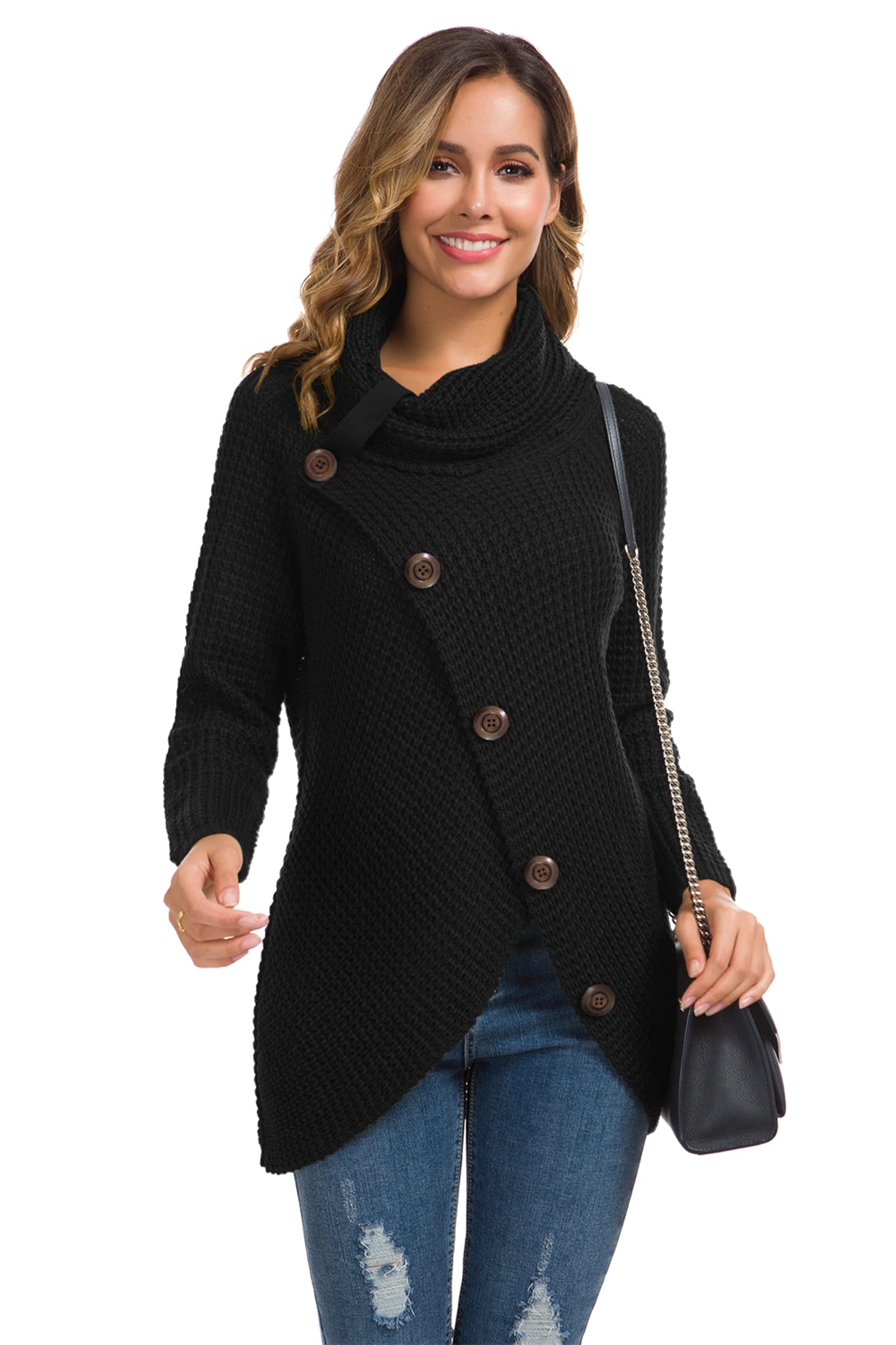 Foto 7 pulgar | Jersey Grecerelle Para Mujer, Cuello Alto, Grueso, Negro - Venta Internacional.
