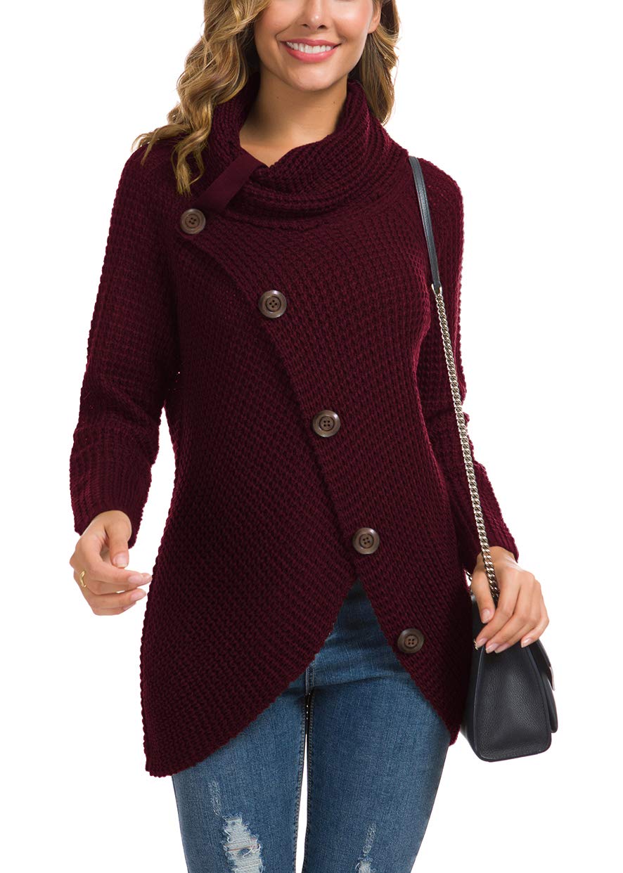 Foto 3 pulgar | Jersey Grecerelle Para Mujer, Cuello Alto, Grueso, Rojo Vino, Talla L - Venta Internacional.