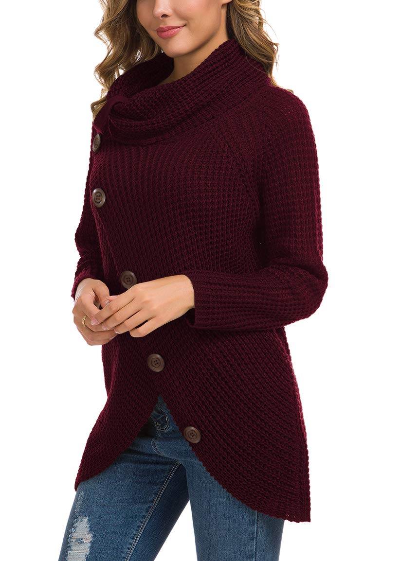 Foto 4 pulgar | Jersey Grecerelle Para Mujer, Cuello Alto, Grueso, Rojo Vino, Talla L - Venta Internacional.