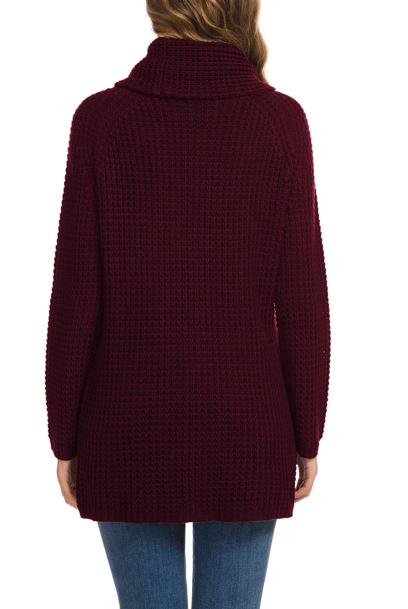Foto 5 pulgar | Jersey Grecerelle Para Mujer, Cuello Alto, Grueso, Rojo Vino, Talla L - Venta Internacional.