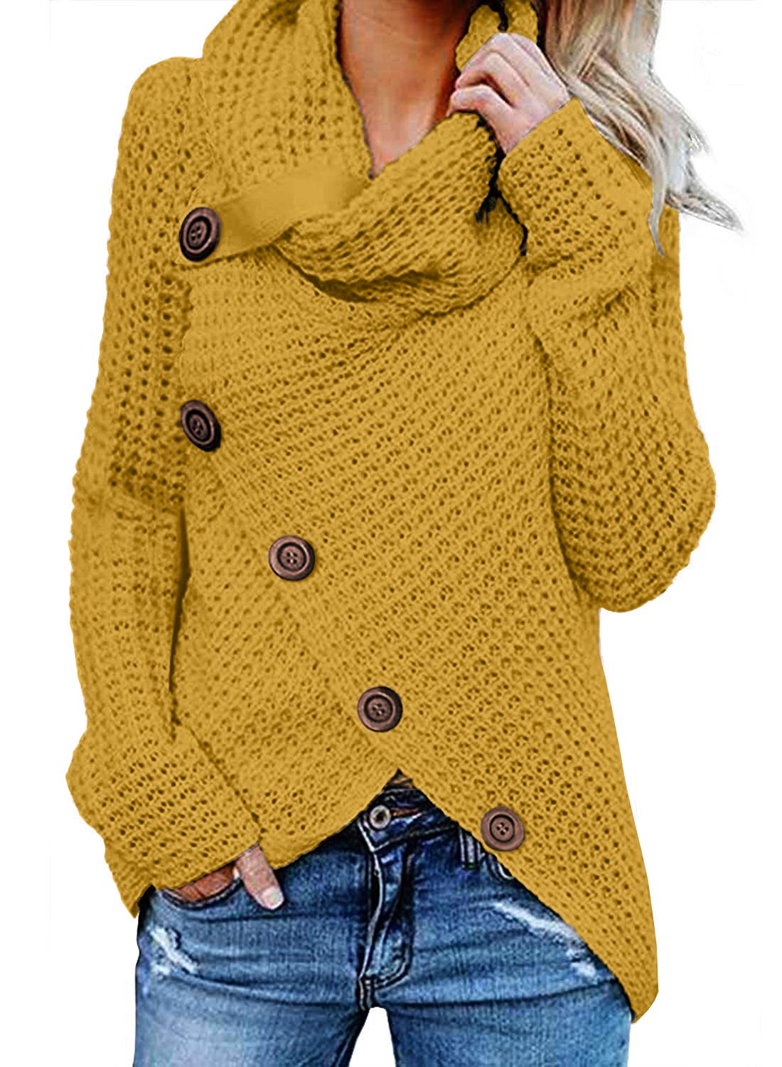 Foto 2 pulgar | Jersey Grecerelle Para Mujer, Cuello Alto, Grueso, Amarillo - Venta Internacional.
