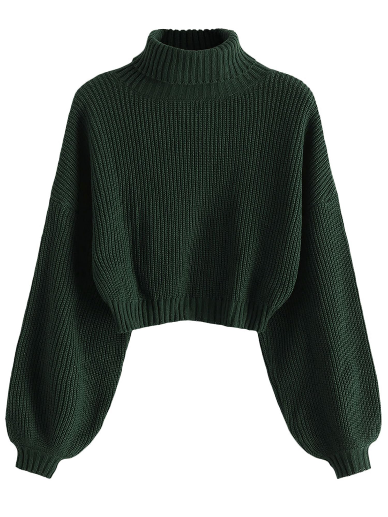 Suéter Zaful De Cuello Alto Recortado Con Manga De Farol Para Mujer - Venta Internacional.