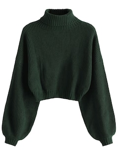 Foto 1 | Suéter Zaful De Cuello Alto Recortado Con Manga De Farol Para Mujer - Venta Internacional.