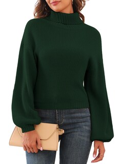 Foto 2 | Suéter Zaful De Cuello Alto Recortado Con Manga De Farol Para Mujer - Venta Internacional.