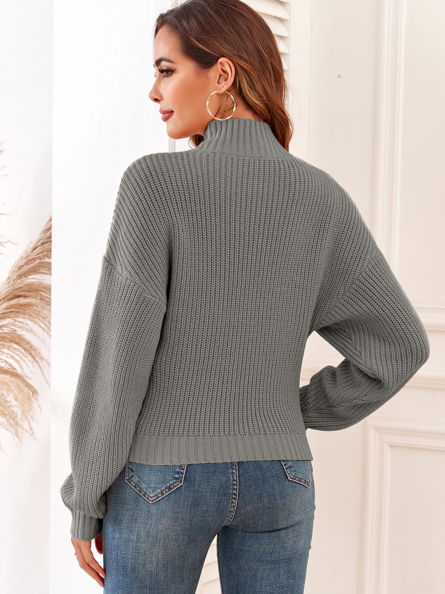 Foto 4 | Jersey Zaful de Cuello Alto Recortado con Manga de Farol para Mujer - Venta Internacional
