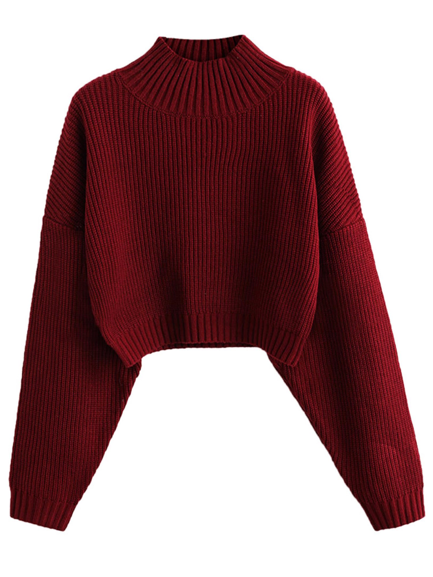 Jersey Zaful de Cuello Alto Recortado con Manga de Farol para Mujer - Venta Internacional