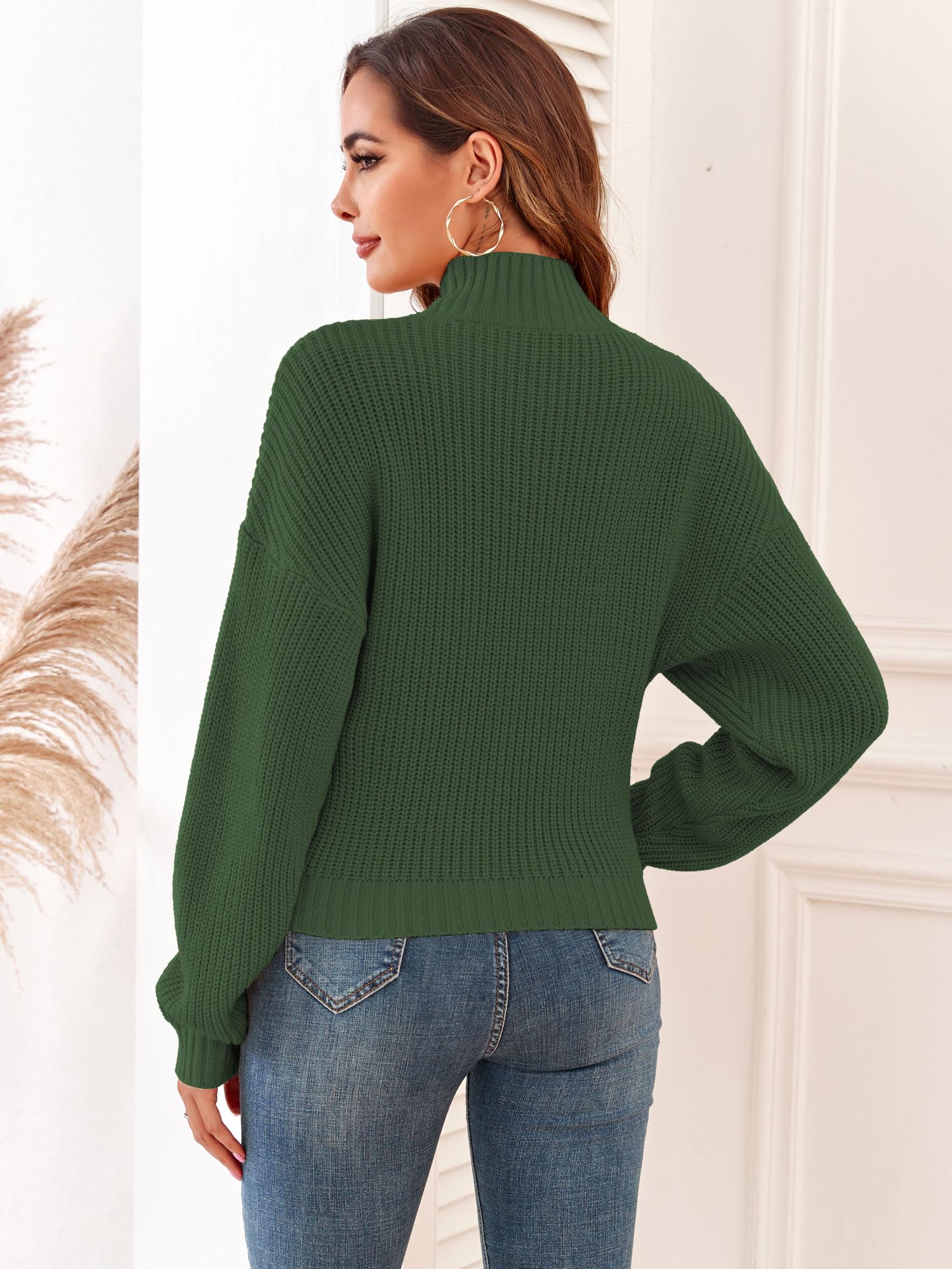 Foto 4 pulgar | Jersey Zaful de Cuello Alto con Manga de Farol para Mujer - Venta Internacional