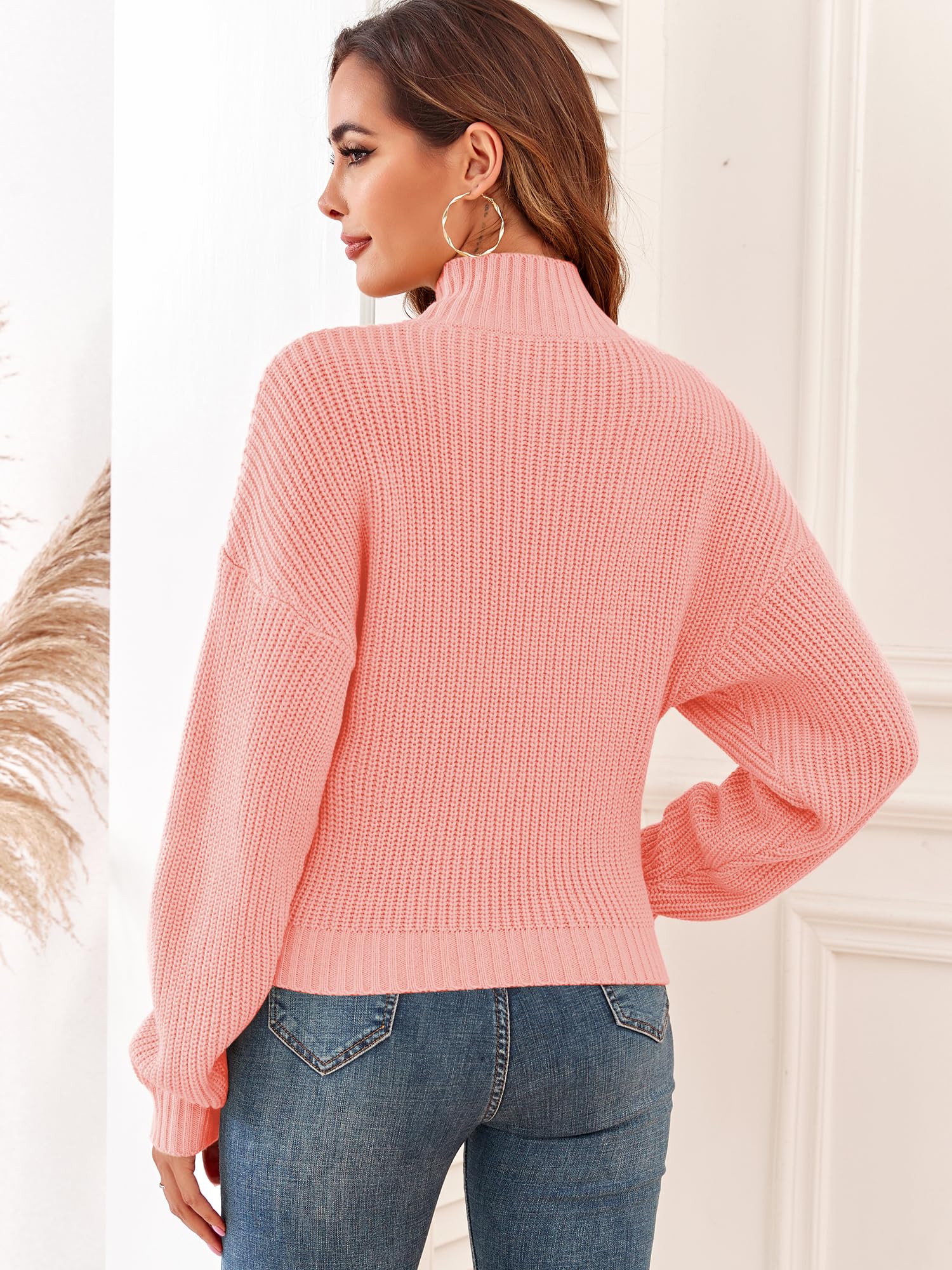 Foto 4 pulgar | Jersey Zaful con Cuello Alto y Manga Linterna para Mujer - Venta Internacional