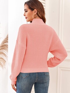 Foto 3 | Jersey Zaful con Cuello Alto y Manga Linterna para Mujer - Venta Internacional