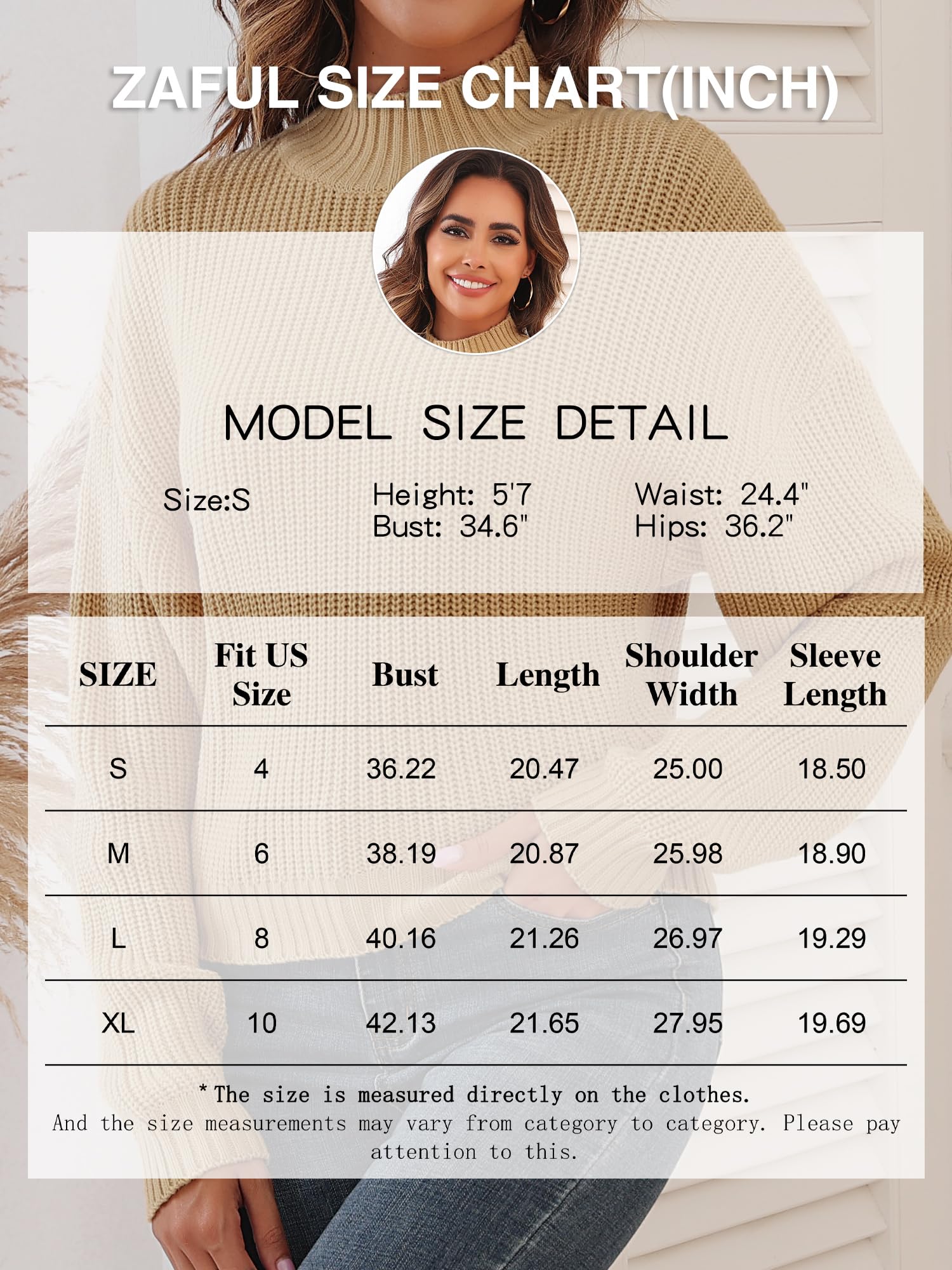 Foto 7 pulgar | Jersey Zaful con Cuello Alto y Manga Linterna para Mujer - Venta Internacional