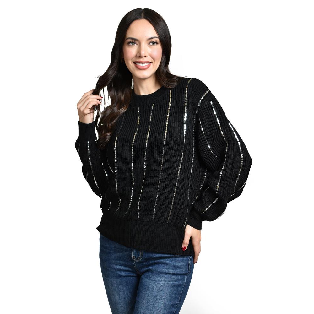 Sueter De Punto Con Lentejuela Roman Fashion / Juvenil, 4004 (negro / Plata) Negro