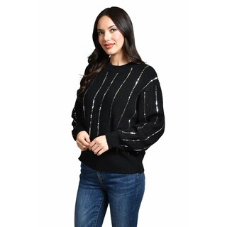 Foto 2 | Sueter De Punto Con Lentejuela Roman Fashion / Juvenil, 4004 (negro / Plata) Negro