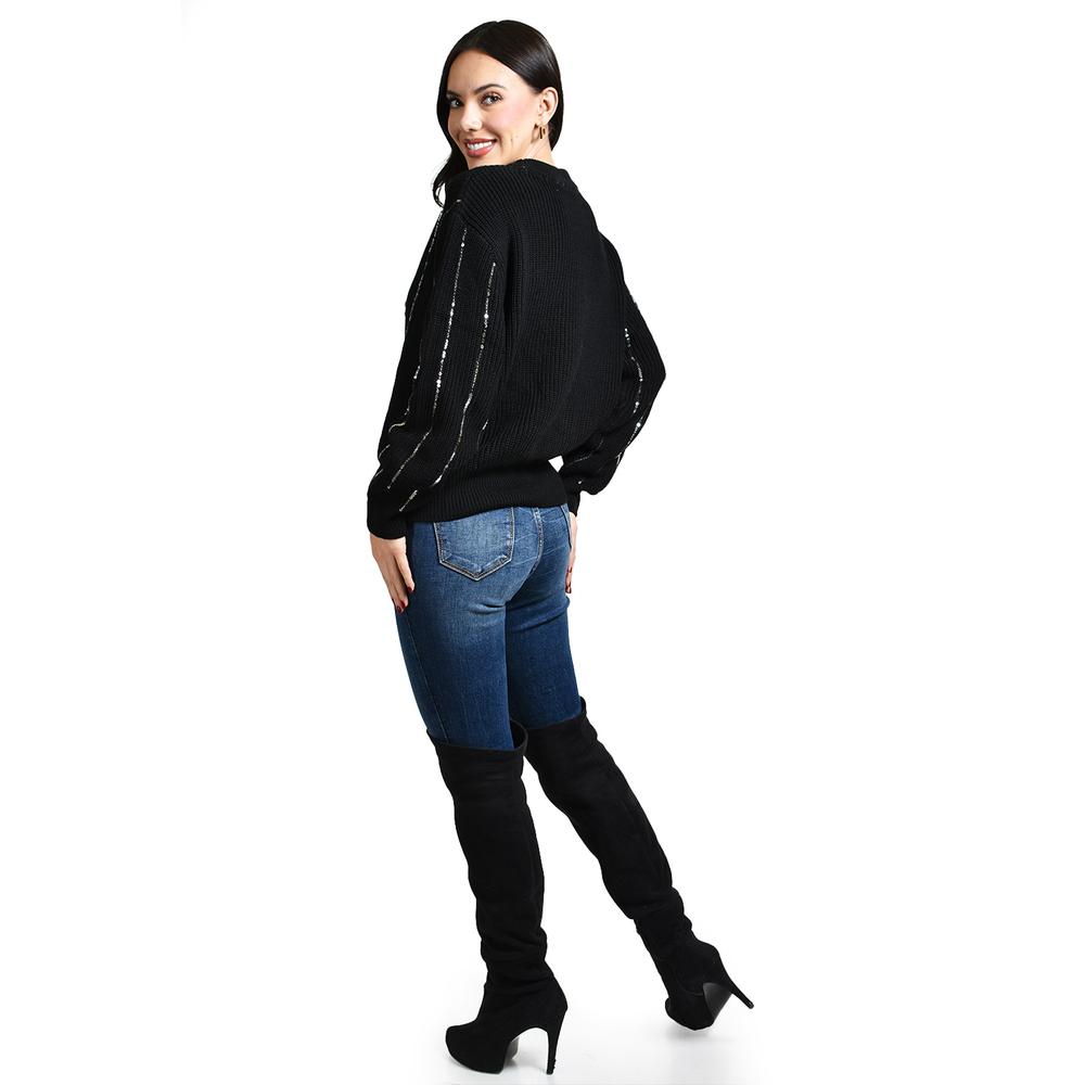 Foto 4 pulgar | Sueter De Punto Con Lentejuela Roman Fashion / Juvenil, 4004 (negro / Plata) Negro