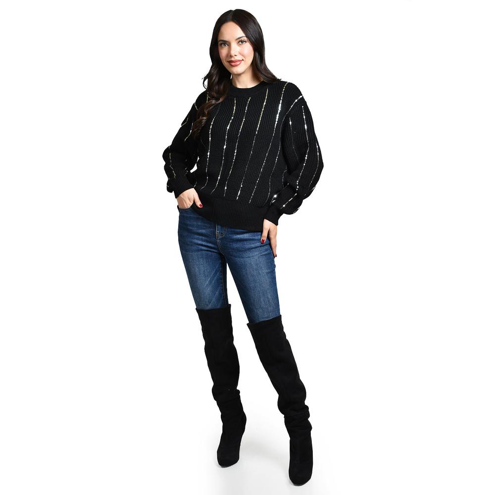 Foto 6 pulgar | Sueter De Punto Con Lentejuela Roman Fashion / Juvenil, 4004 (negro / Plata) Negro