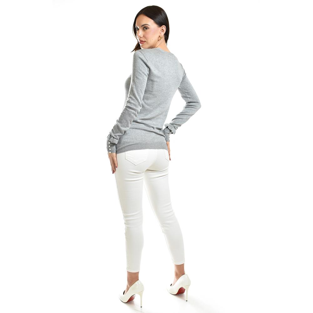Foto 4 pulgar | Sueter Manga Con Perlas Roman Fashion /juvenil, 9258 (gris) Gris