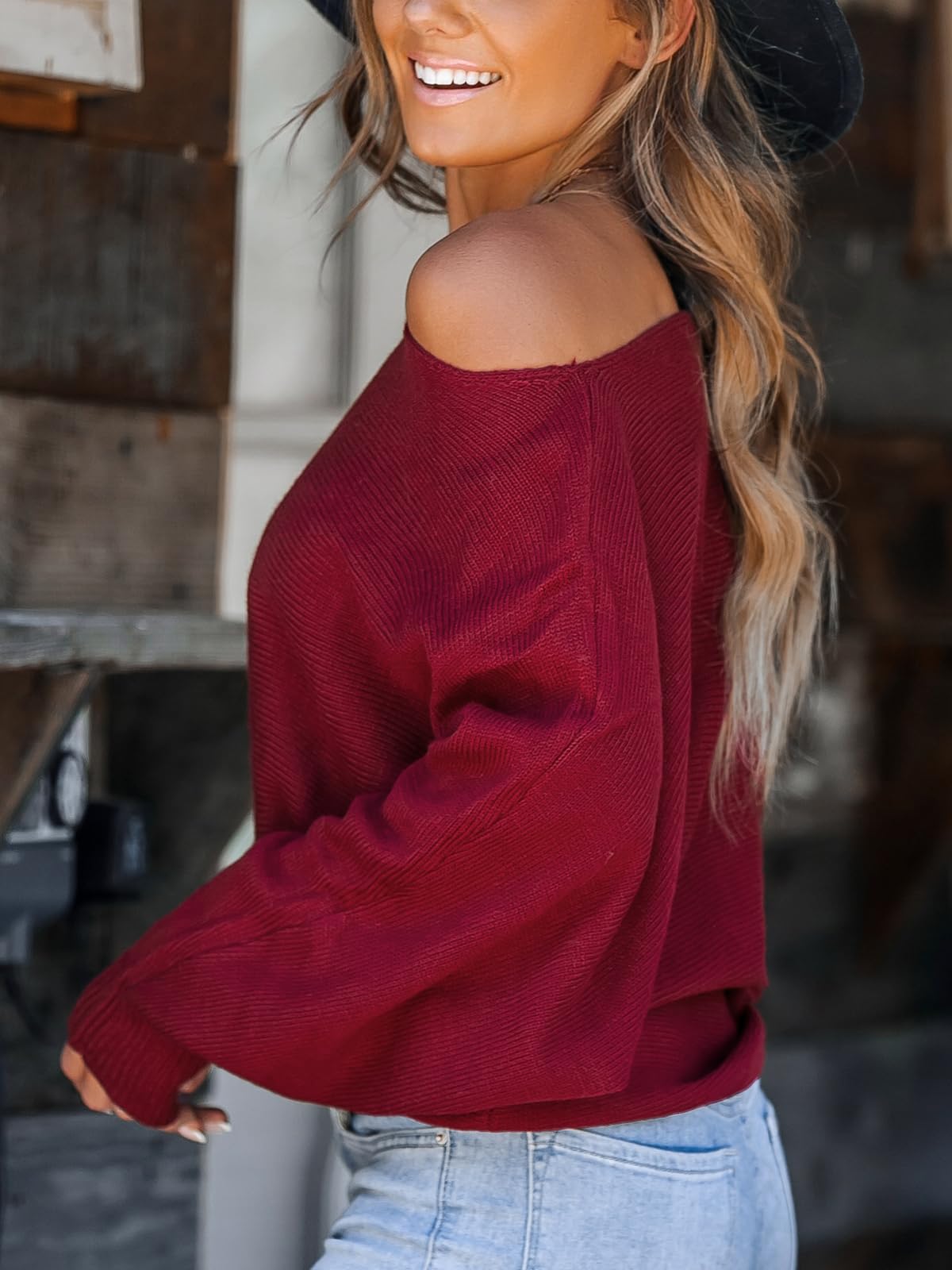 Foto 5 | Jersey De Manga Larga Cupshe Con Hombros Descubiertos Para Mujer - Venta Internacional.