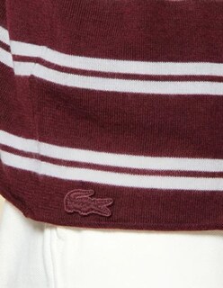 Foto 2 | Sueter Lacoste De Punto Fino A Rayas Color Vino Para Mujer