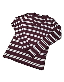 Foto 4 | Sueter Lacoste De Punto Fino A Rayas Color Vino Para Mujer
