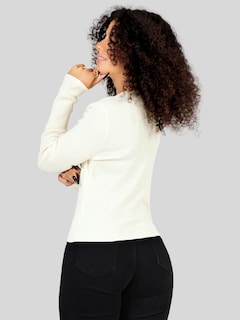 Foto 3 | Suéter Para Mujer De Manga Larga Con Botones A Juego Sweater Dama De Punto Abrigo Suéteres Suet-1037 Blanco Jersey Li
