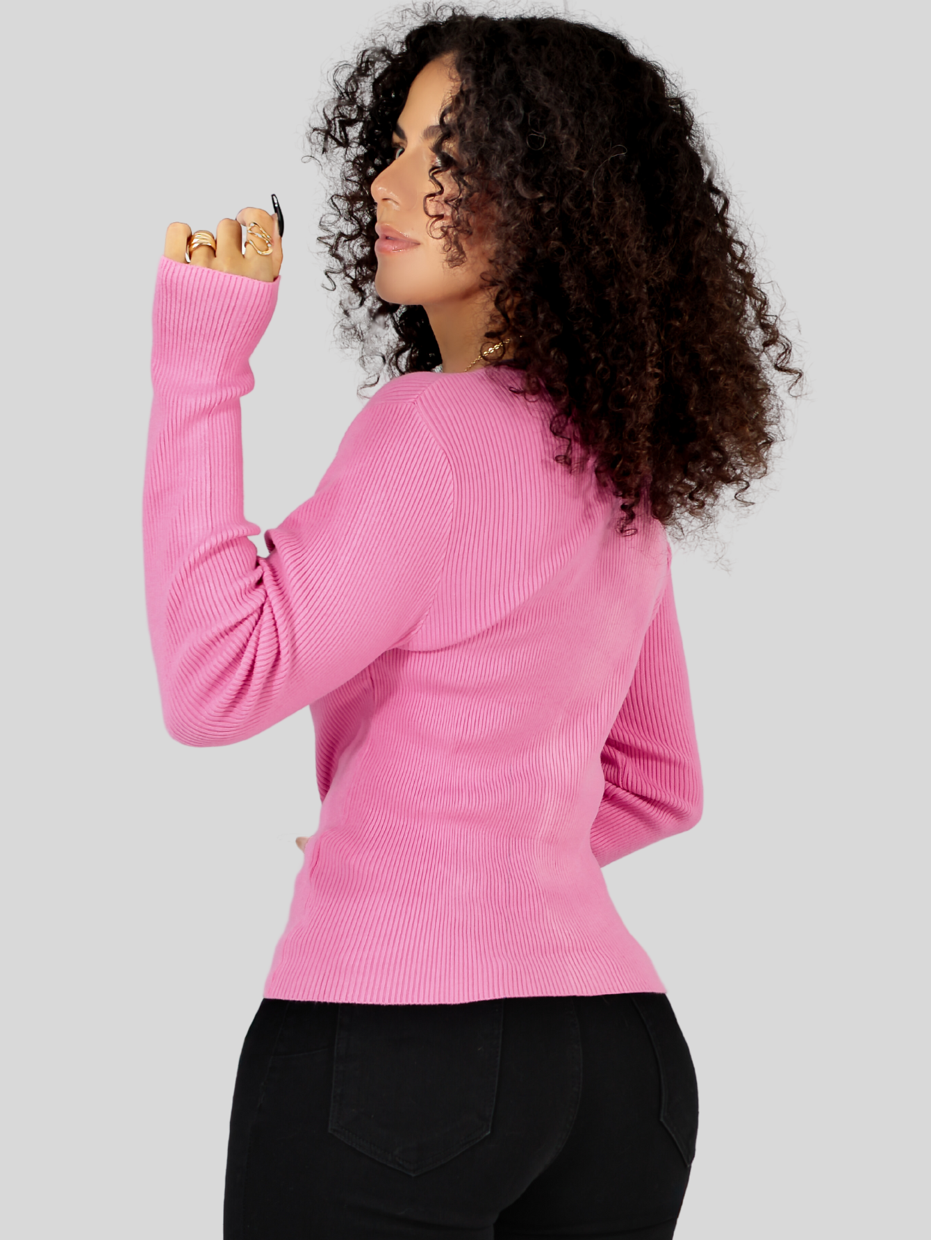 Foto 4 pulgar | Suéter Para Mujer De Manga Larga Con Botones A Juego Sweater Dama De Punto Abrigo Suéteres Suet-1037 Rosa Oscuro